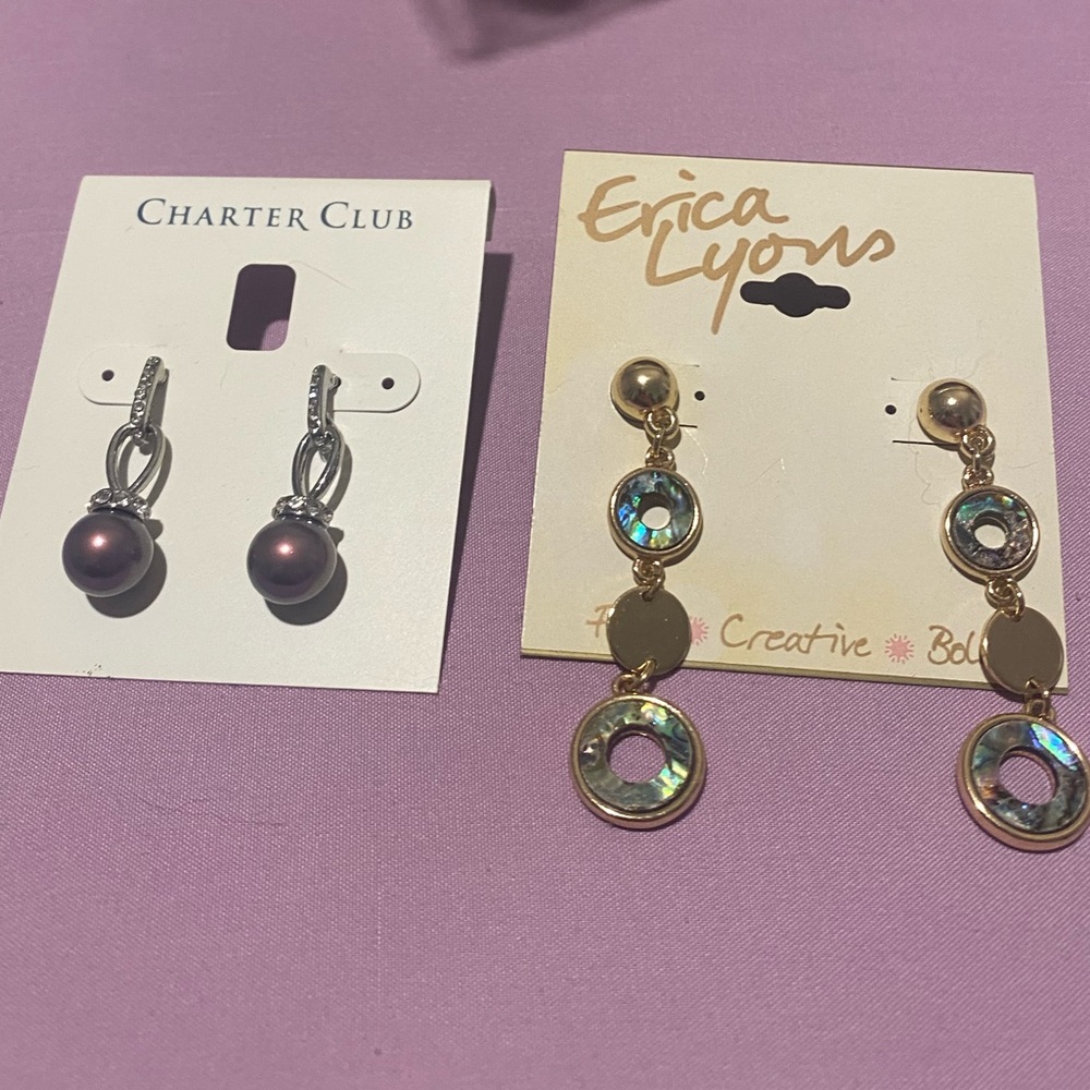 Erica Lyons Gold and Iridescent Dangle Earrings